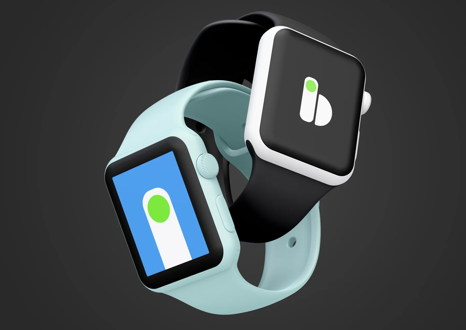 Beam Tech symbol applied to two smartwatch faces