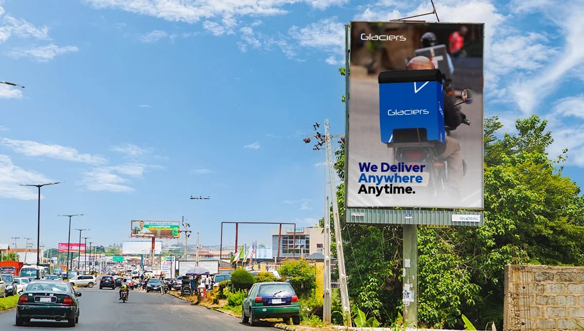 Glaciers roadside advertising mockup