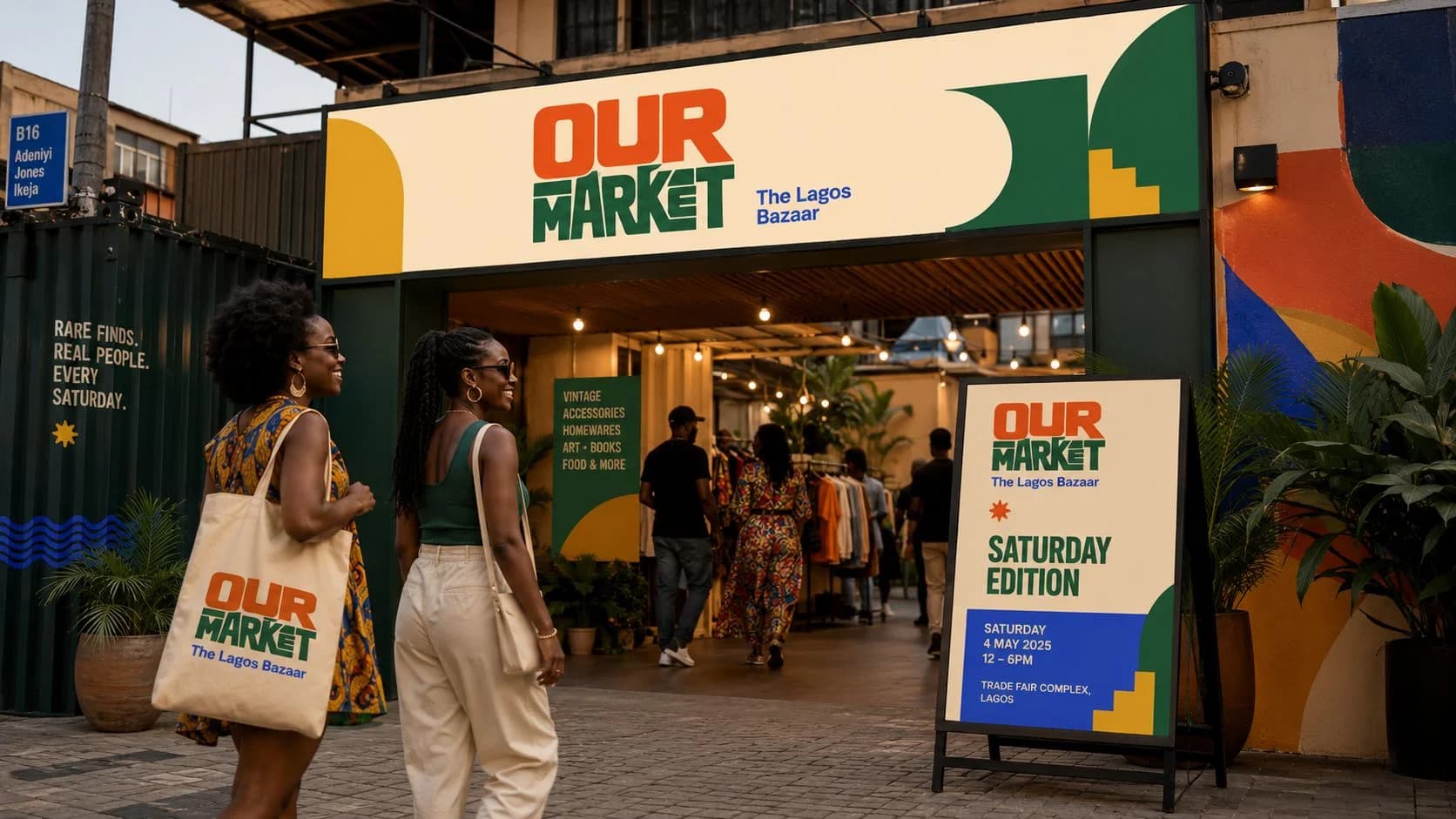 Our Market market entrance and signage mockup
