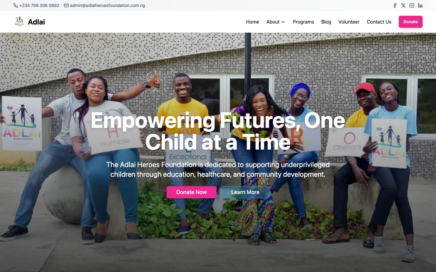 The Adlai Heroes Foundation homepage